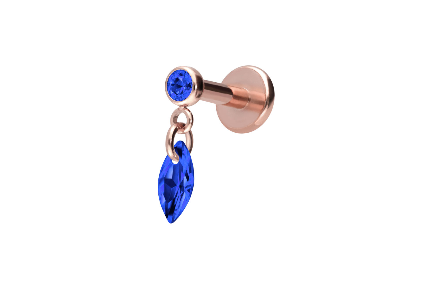 Titan Labret Piercing mit Innengewinde KRISTALLOVAL